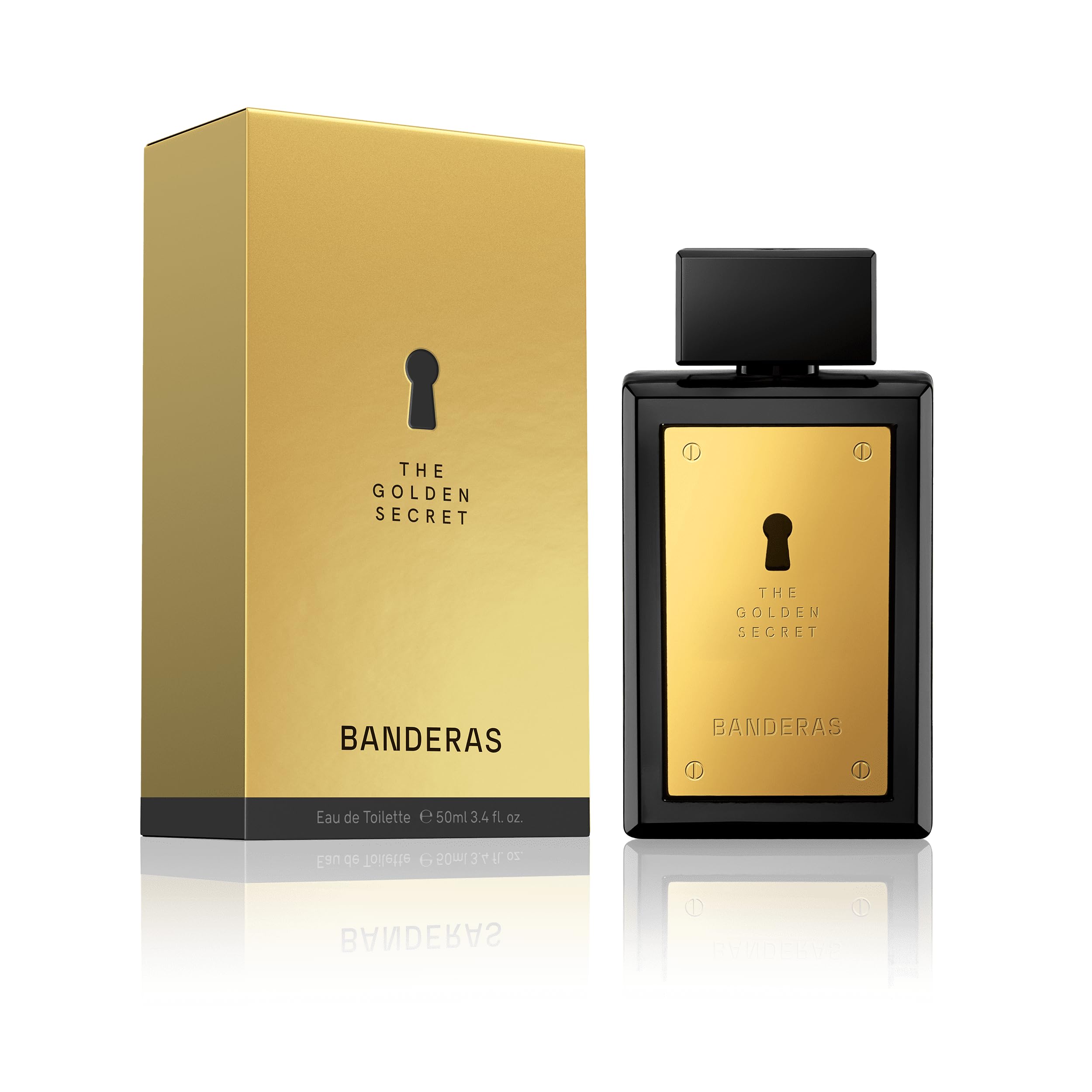 Banderas Perfumes - The Golden Secret - Eau de Toilette Spray for Men - Long Lasting - Masculine, Casual and Elegant Fragrance - Mint, Apple and Spicy Notes - Ideal for Day Wear - 1.7 Fl Oz