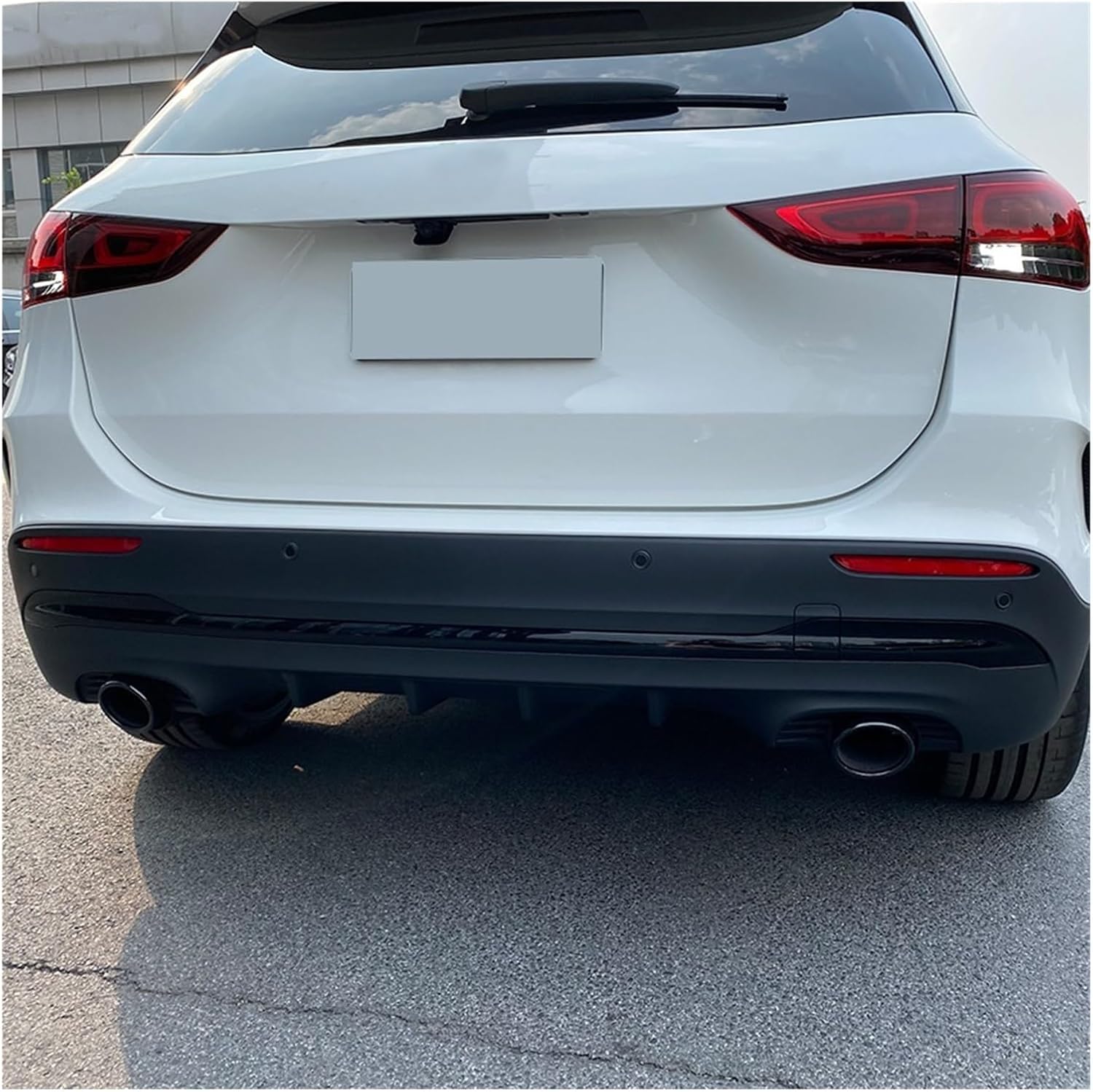 Car Rear Muffler Exhaust Cutters Compatible For Mercedes Benz GLA Class H247 GLA200 220 250 GLA35 Up To GLA45 AMG Tips Tip Bracket Trim(200 UP TO 45 BLACK)