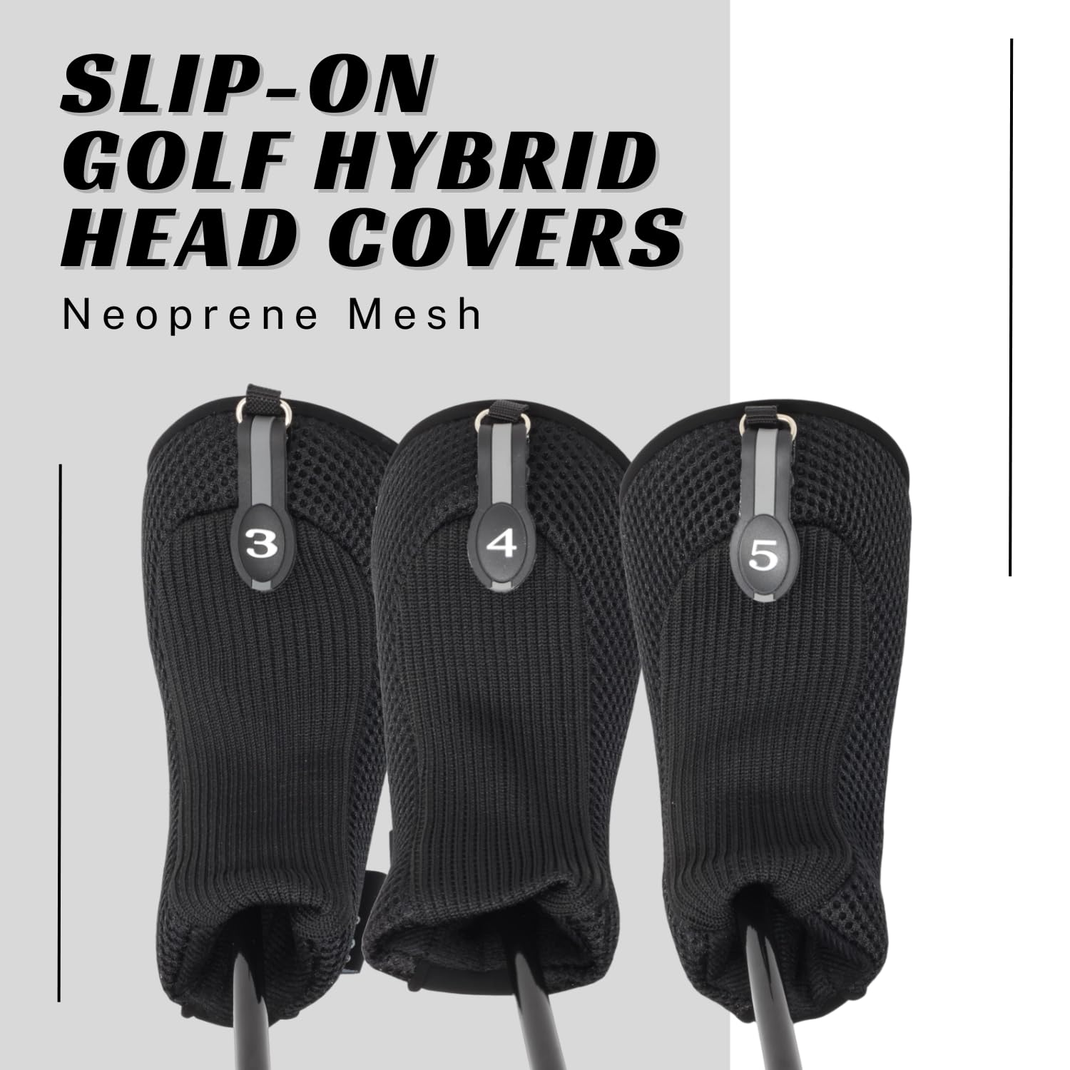 Amazon.com : Black All Hybrid Headcover Set 3 4 5 Golf Club