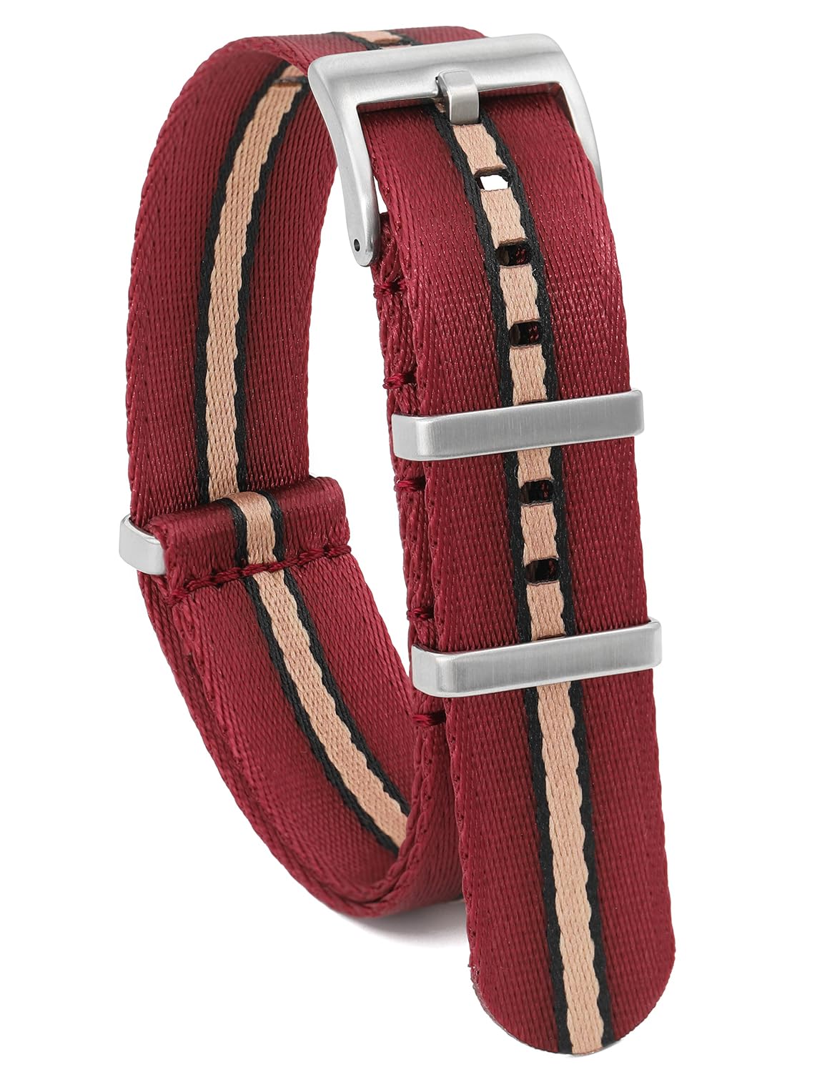 watchdives Nylon Watch Band 18mm 20mm 22mm Multicolor Replacement Watch Straps for Men Women (Red Black Khaki, 22mm)