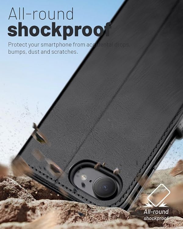 OCASE Compatible with iPhone 17e Case/iPhone 16e Wallet Case, PU Leather Flip Folio with Card Holders RFID Blocking Kickstand [Shockproof TPU Inner Shell] Phone Cover 6.1 Inch 2025, Black by OCASE - Image 5