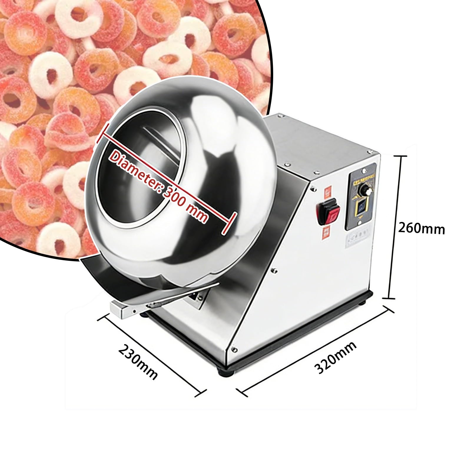 Mała komercyjna maszyna do powlekania cukrem z suszarką do włosów, 3-6 kg/h, suszenie w stałej temperaturze, stal nierdzewna, powiększony, pogrubiony garnek do polerowania tabletek, powlekania