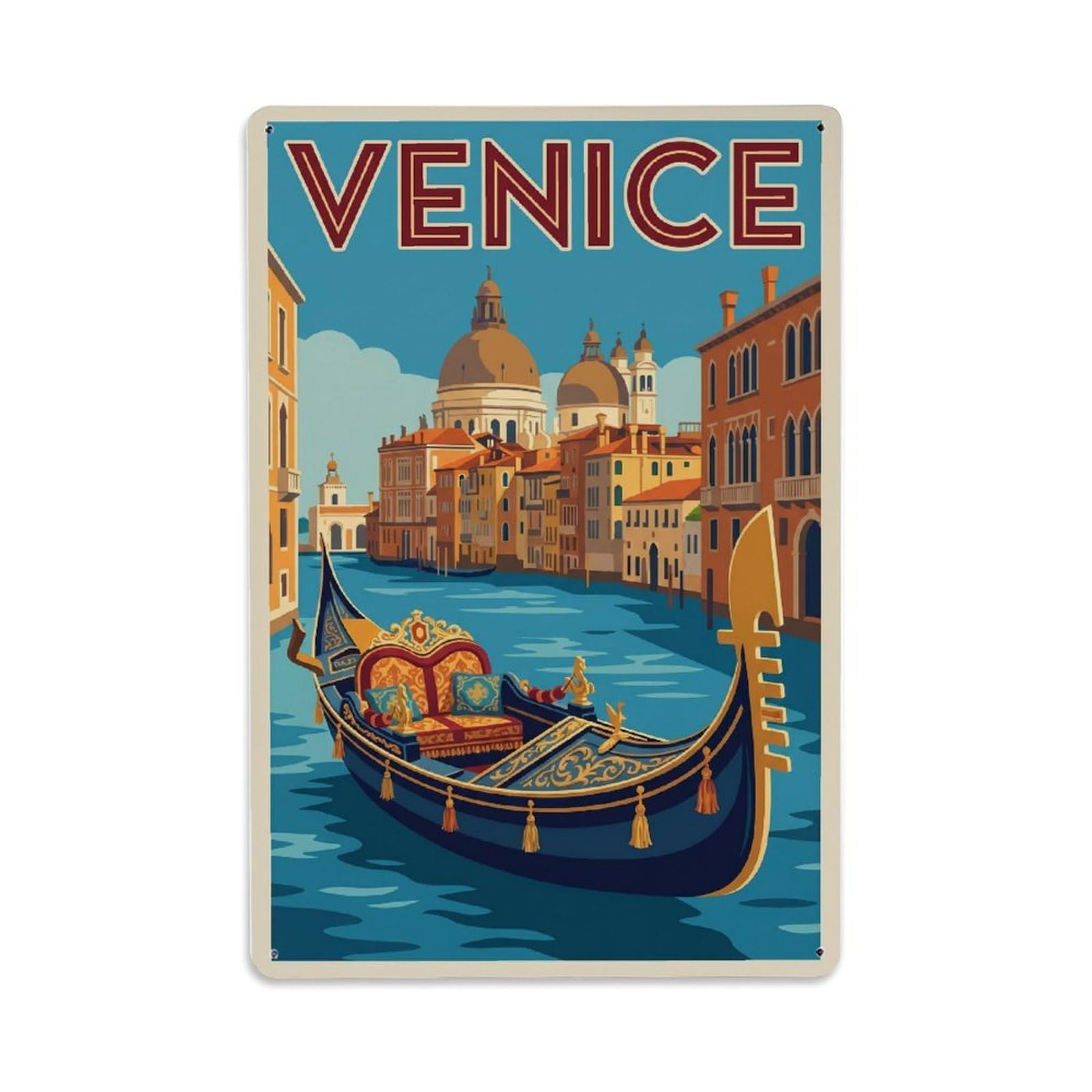 Vintage Travel Gondola Italy Decorated Metal Tin Sign Plaque Wall Decor for Cafe, Club Bar, Office, Home Garden Metal Poster 8x12Inch