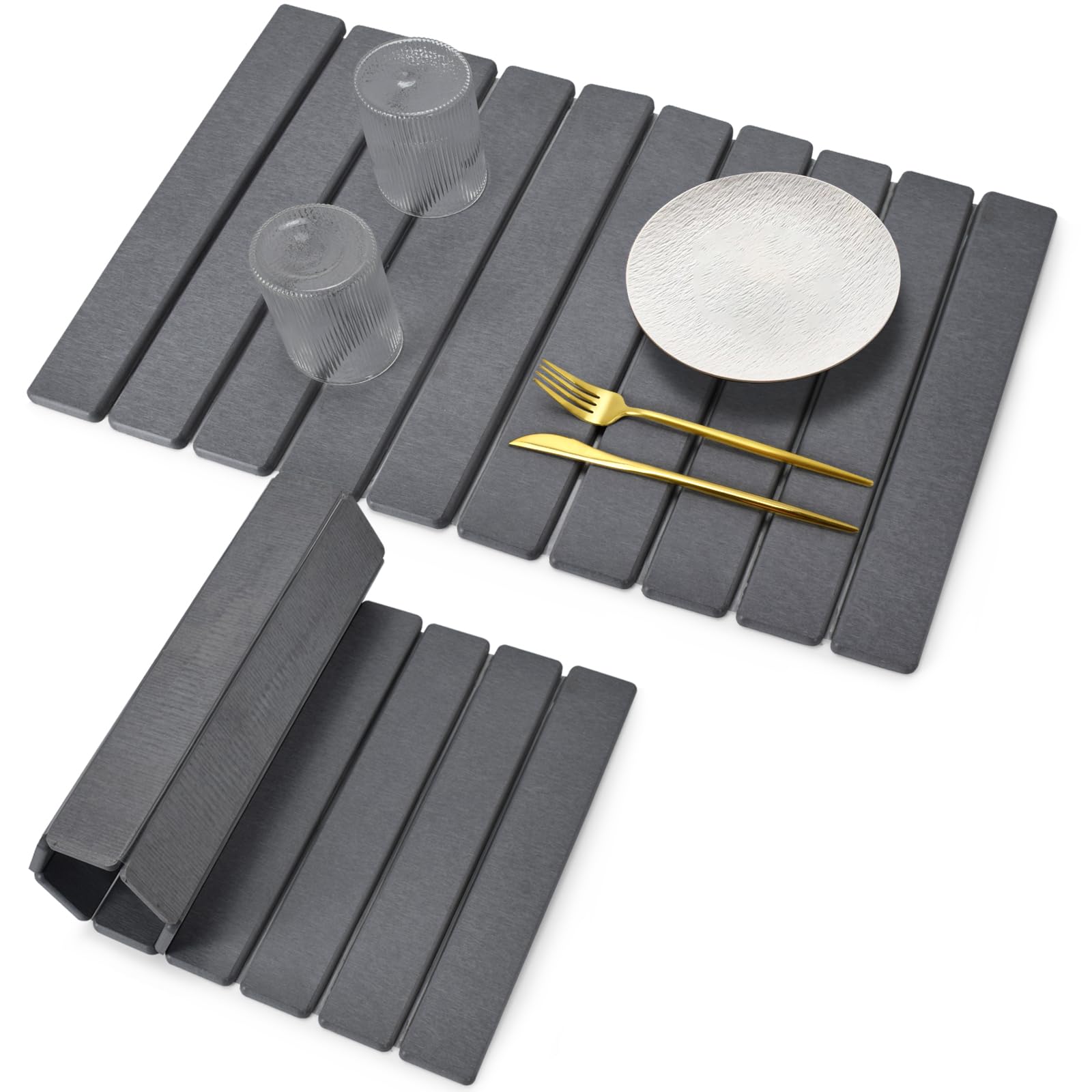 Photo 1 of ** SMALL CRACKS ** Large Stone Dish Drying Mats for Kitchen Counter, 24"(L)×16"(W) Collapsible Quick Dry Dish Drying Mat, Eco-Friendly Absorbent Diatomaceous Earth Mat for Dishes Bottles Cups, Match Any Countertop