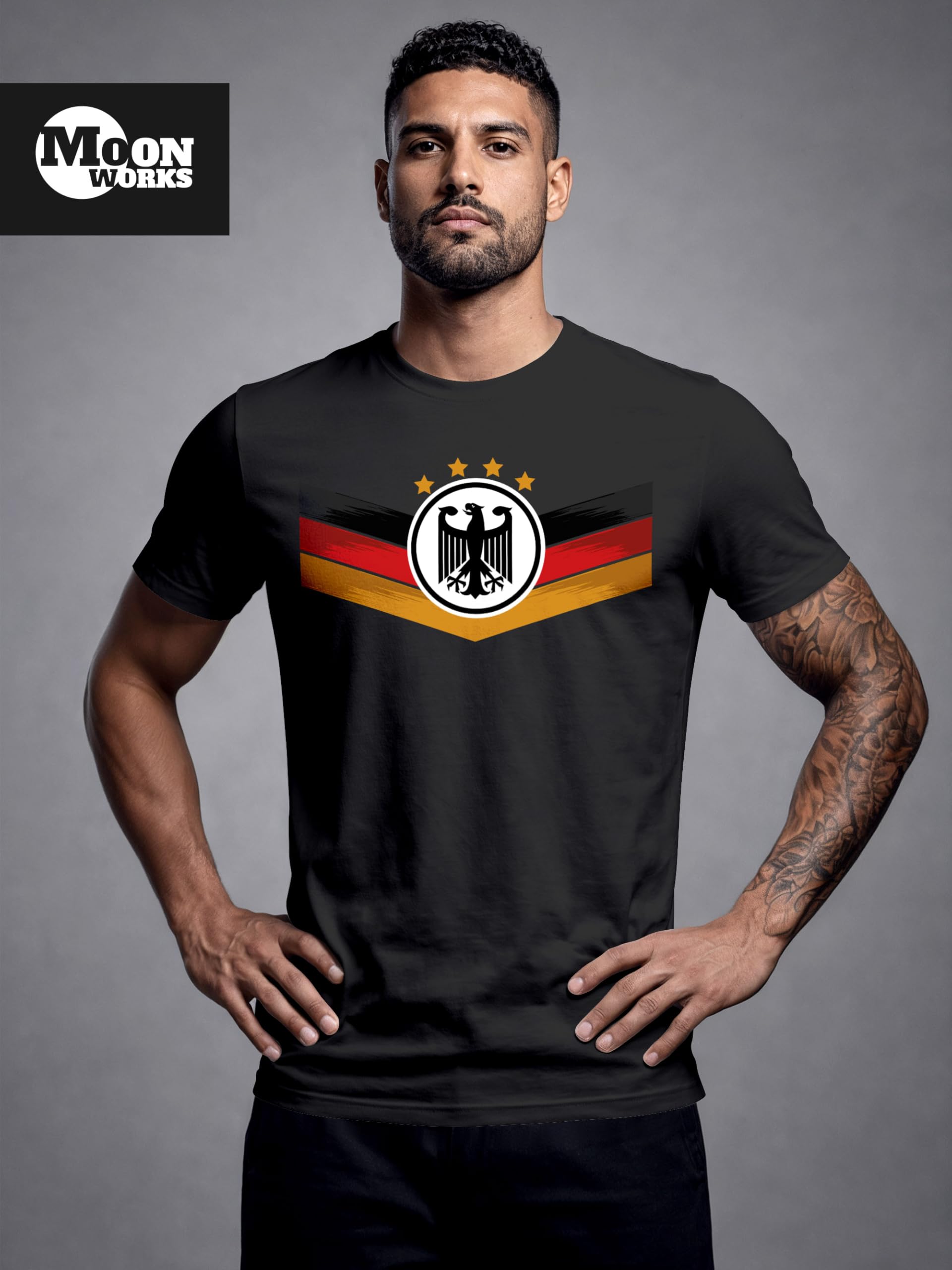 MoonWorks® Herren T-Shirt Deutschland Fußball WM 2026 Deutschlandflagge Nationalfahne Wappen Adler Fanshirt - 2