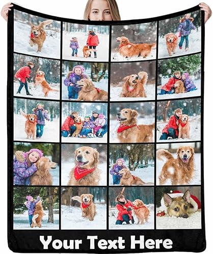 Manta personalizada con texto con imagen, manta personalizada con 20 fotos, manta personalizada con mis propias imágenes, regalos conmemorativos