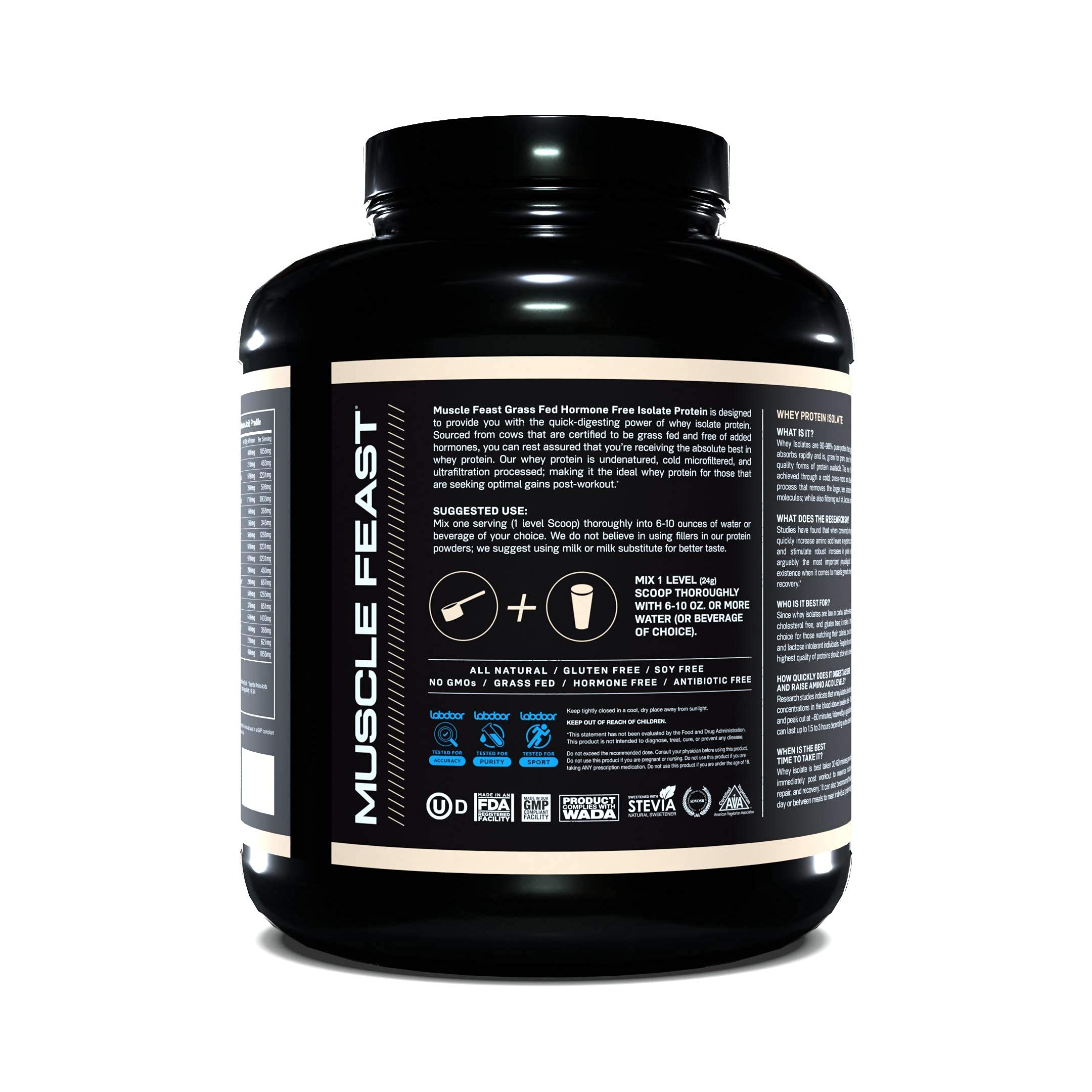Muscle Feast 100% Grass Fed Whey Protein Isolate | All Natural, Hormone ...