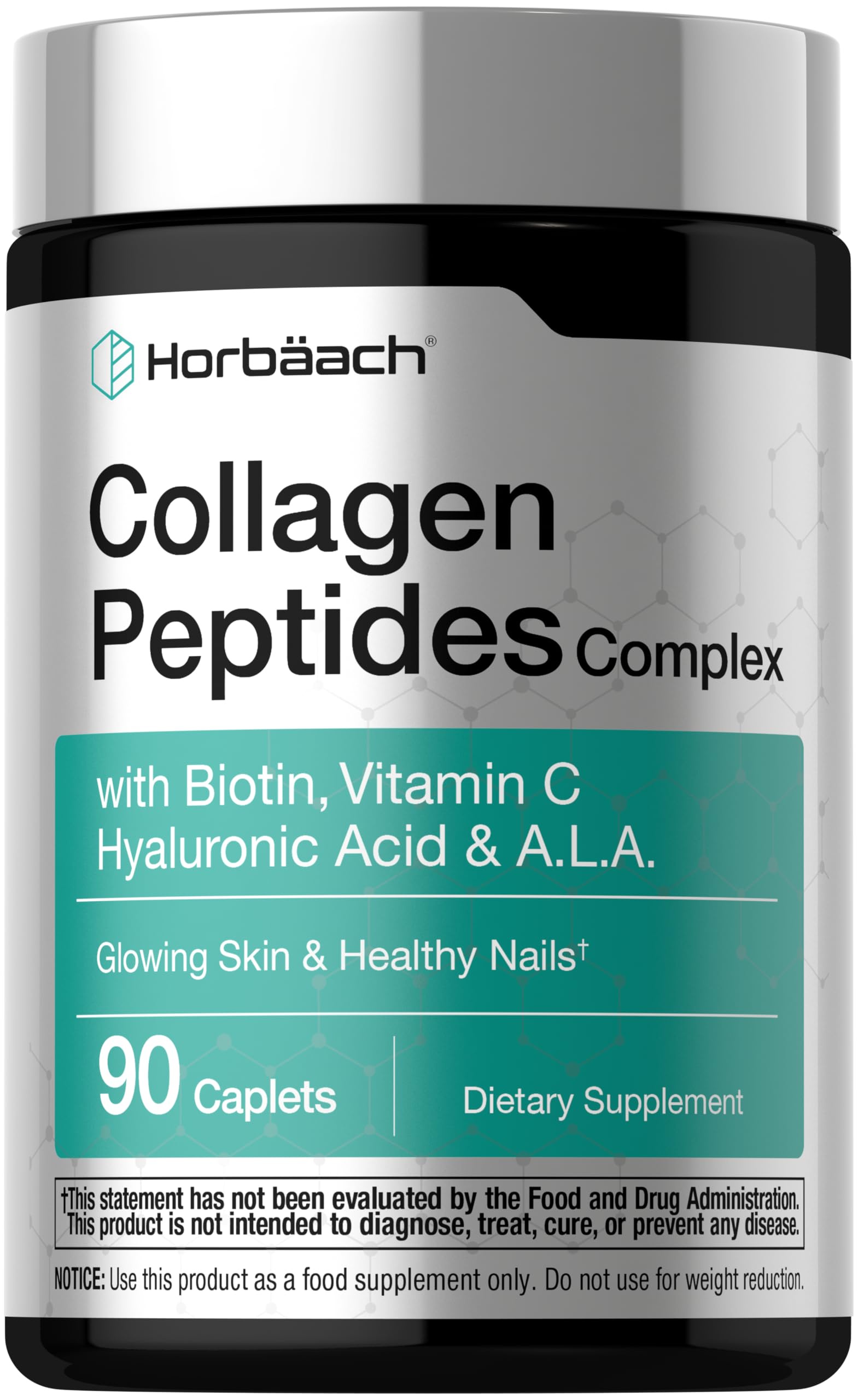 Horbäach Collagen Peptides | 90 Caplets | Skin and Nail Health