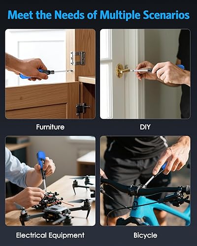 Miniatura 8 de AMIR Destornillador eléctrico inalámbrico recargable, juego de destornilladores eléctricos, kit de herramientas de reparación automática portátil