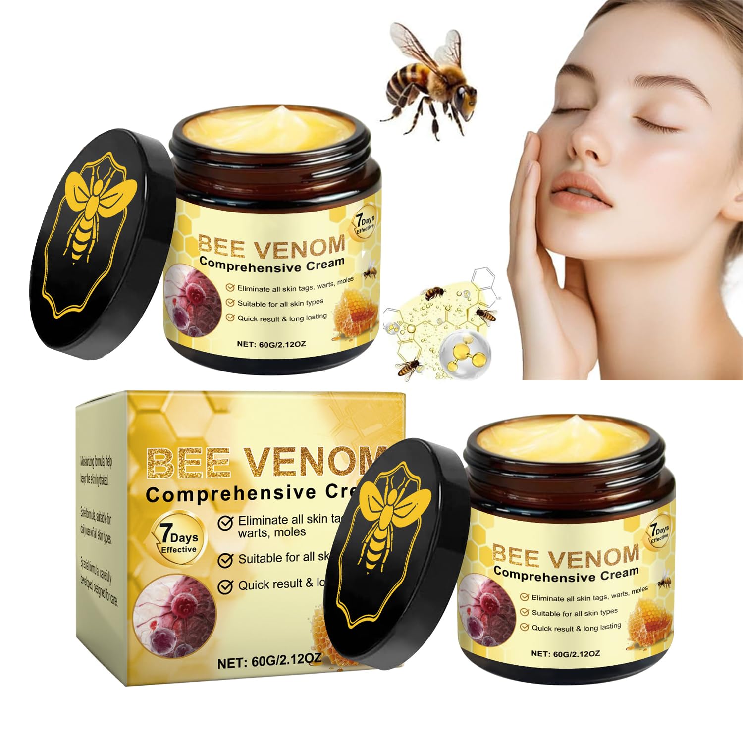 Bee Venom - Pomada de veneno de abeja, crema completa para aliviar la piel seca, cuidado suave,
