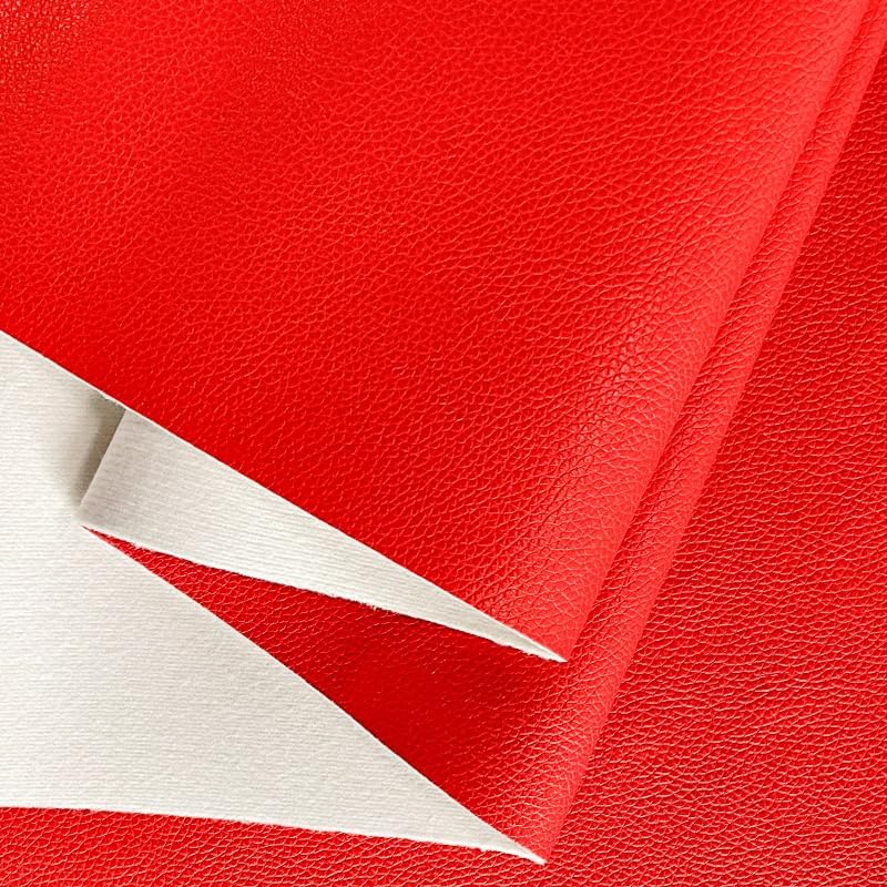 HYANG 35.82"x53.93"(91cmx137cm) Soft Faux Leather Fabric Lychee PU Synthethic Leather for Furniture Decor Car Upholstery (Red)