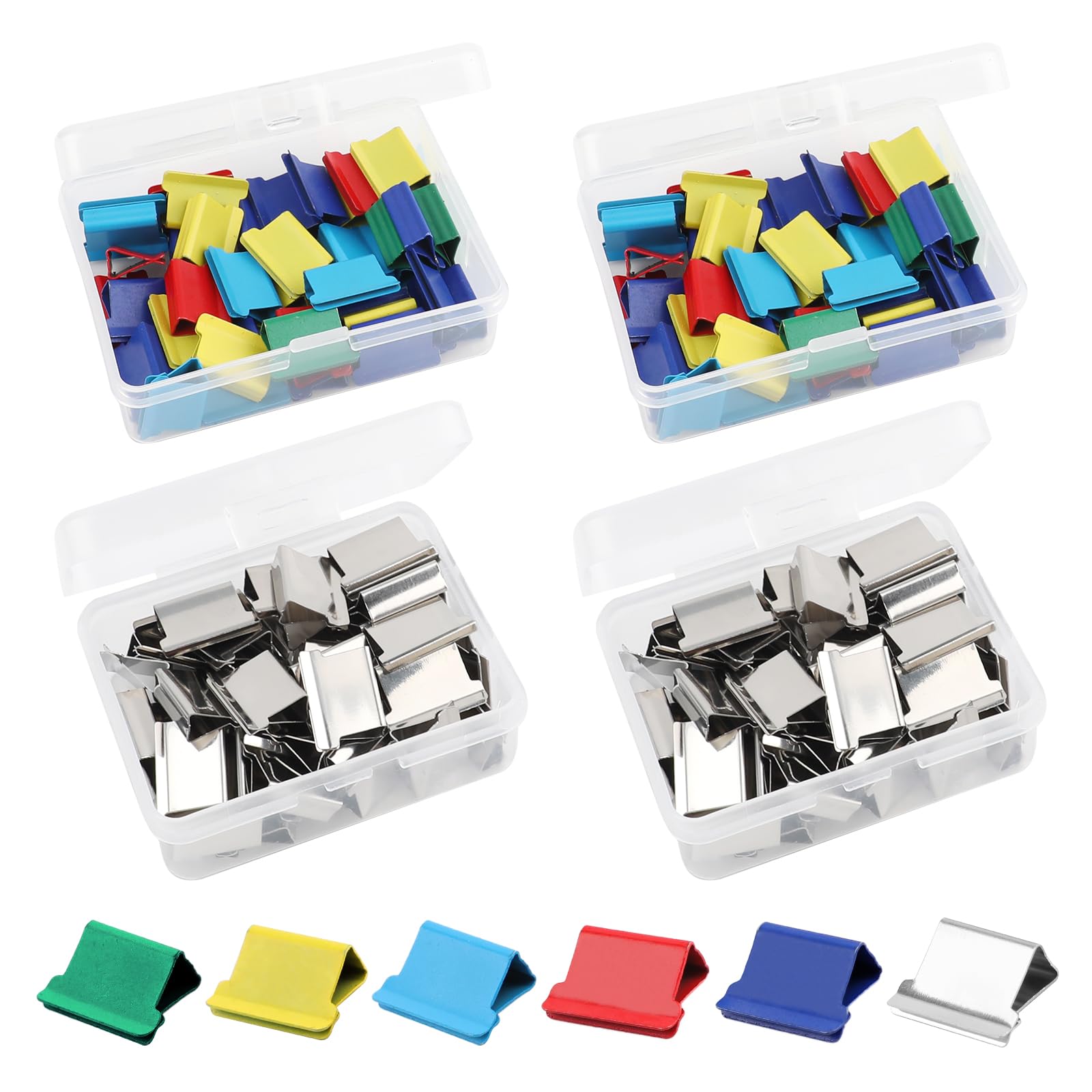 Photo 1 of 200 Pcs Binder Clips,Reusable Metal Refill Clips,Work with Handheld Paper Clam Clip Dispensers,40 Sheet Capacity for Home Food Packaging,Office School Documents Supplies (Silver and Colorful)