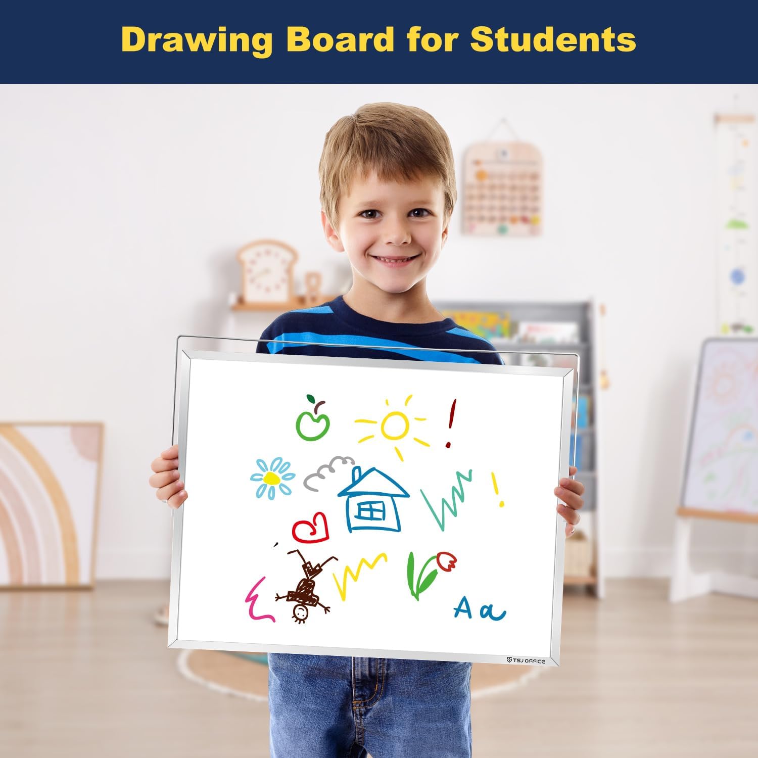 TSJ OFFICE Small White Board - 18 X 14 Inches Small Magnetic Dry Erase Board with Hooks for Wall, Desktop Whiteboard Stand 360 Degrees Revolving Double Sided for Office, Home, School, Silver