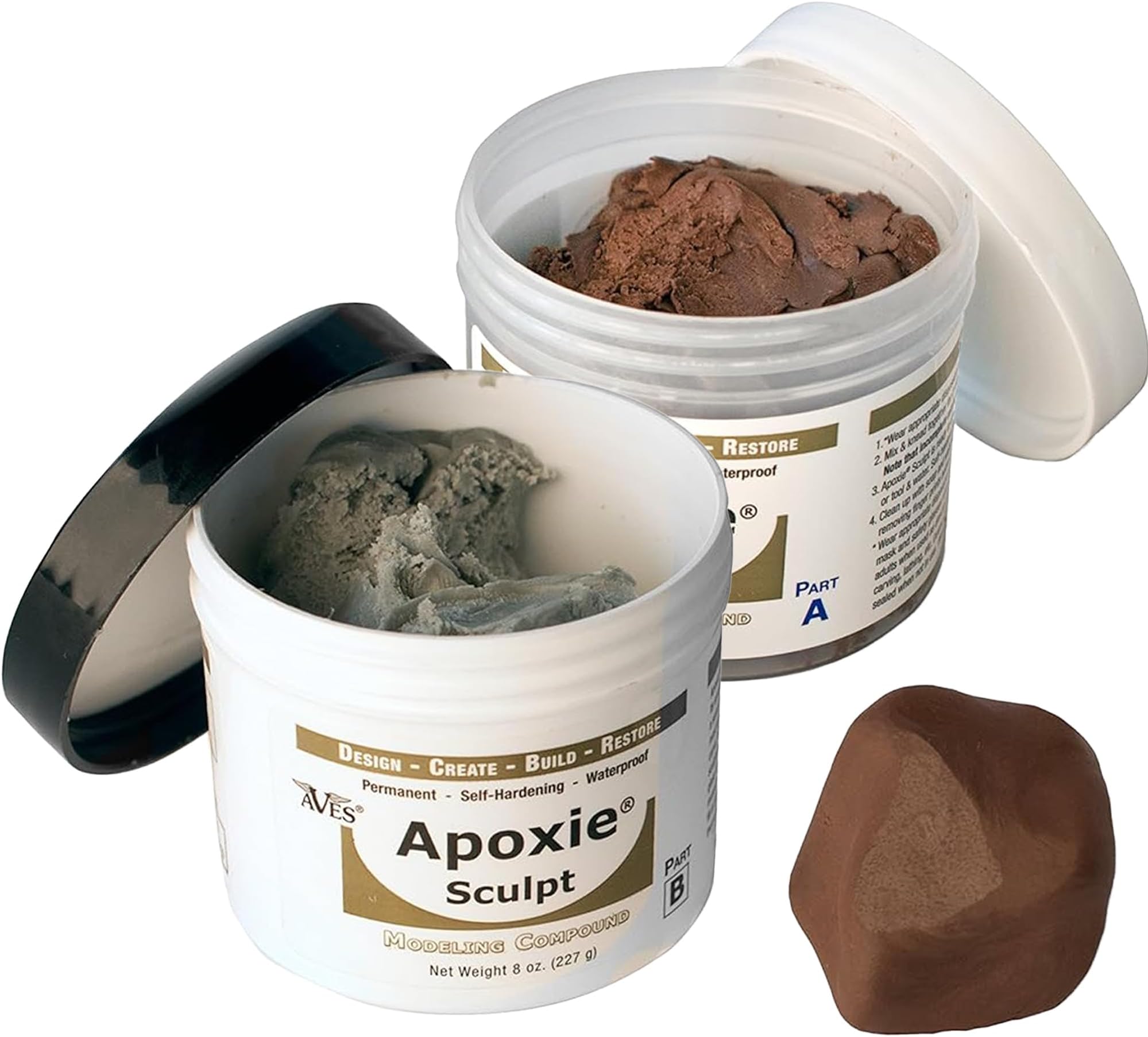 Aves Apoxie Sculpt 1 lb. Brown, 2 part modeling compound (A & B)