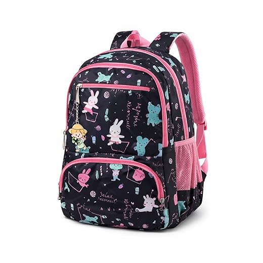Mochila Infantil e Juvenil Estampada 25L em Poliéster Resistente 4 Bolsos com Zíper, Costas Acolchoadas, Alças Confortáveis e Chaveiro Decorativo