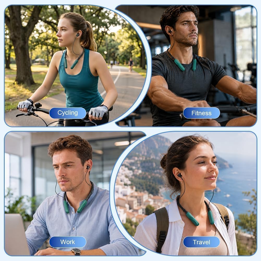 Auriculares Deportivos con Banda para el Cuello 200H de Reproducción, Auriculares Inalámbricos Neckband Bluetooth 5.3, Auriculares in-Ear Inalámbricos IPX6, Magnéticos para Correr, Gimnasio, Trabajo