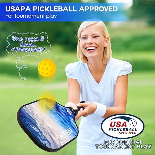 Vista 25 de Pickleball Paddles, USAPA Approved Fiberglass Surface Pickleball Set with Pickleball Rackets, Pickleball Paddles Set for Men Women azul (blue*1)