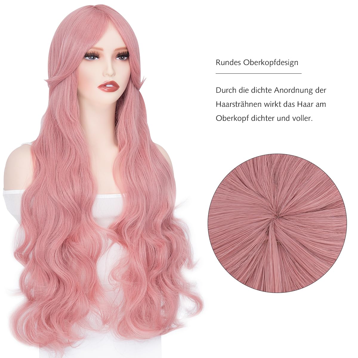 Yamel Hair Wigs for Women 32 Inch Long Curly Baby Pink Synthetic Wig Adjustable Middle Part Anime Wigs for Cosplay Party Daily Use - Image 4