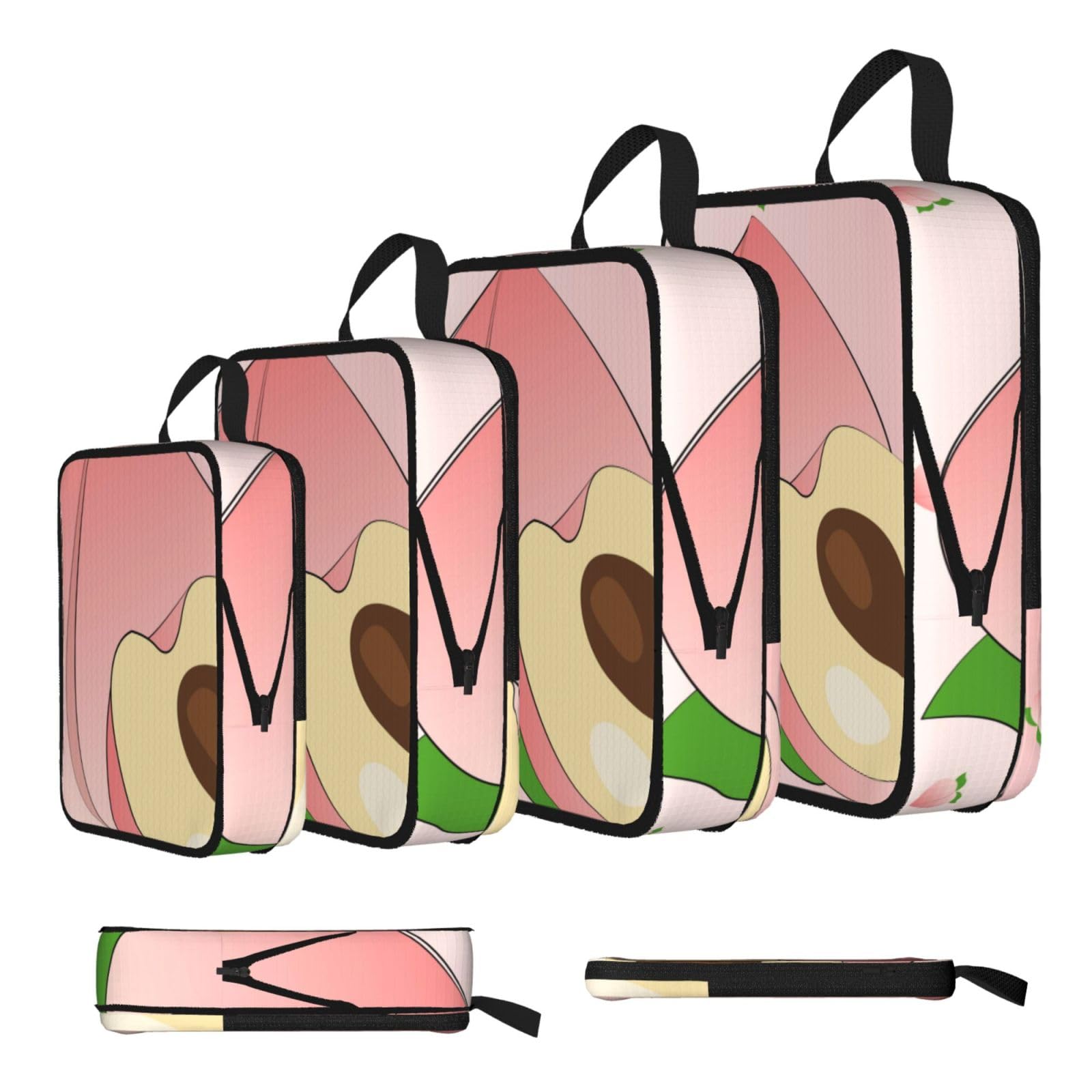 Sxzvvbn Black Cartoon Peach Compression Packing Cubes 4 Piece Set