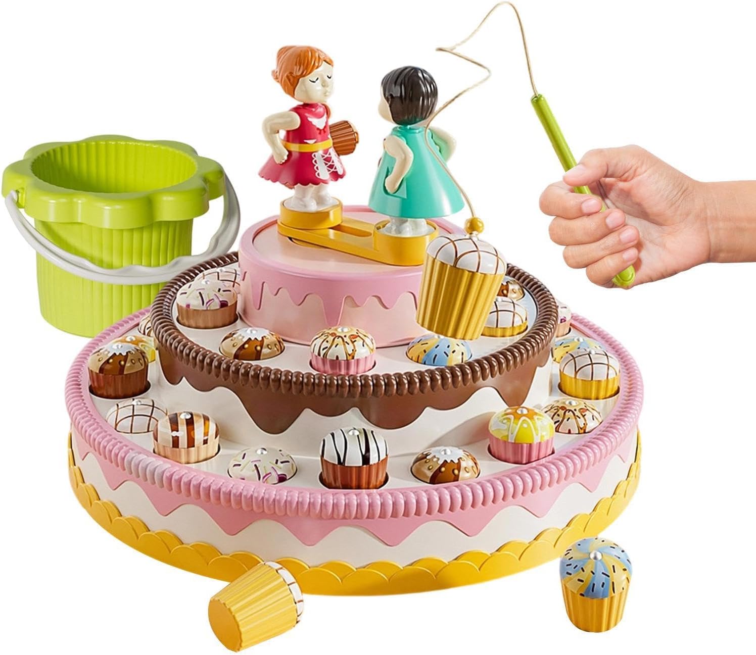 Magnetic Fishing Game,Musical Cake Electric Magnetic Interactive Toys | Kids Board Games | for Kindergarten Classroom Homeschooling Early Childhood Travel Home Pool