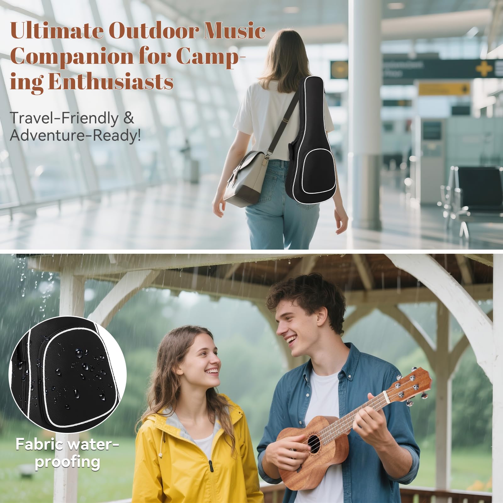 Ukulélé Concert pour Adultes & Enfants - Ukulélé Professionnel 23" en Acajou, Son Premium, Design Élégant & Nécessaire de Démarrage Complet (Housse, Sangle, Médiators, Cordes)