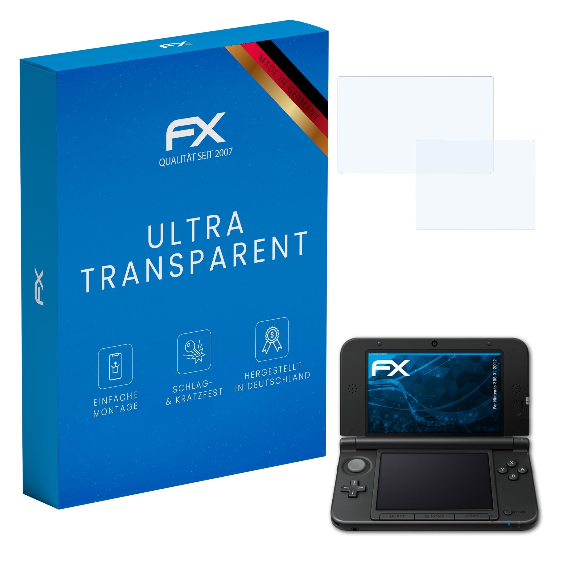 atFoliX Lámina Protectora de Pantalla compatible con Nintendo 3DS XL 2012 Película Protectora, ultra transparente FX Protector Película (Set de 3)