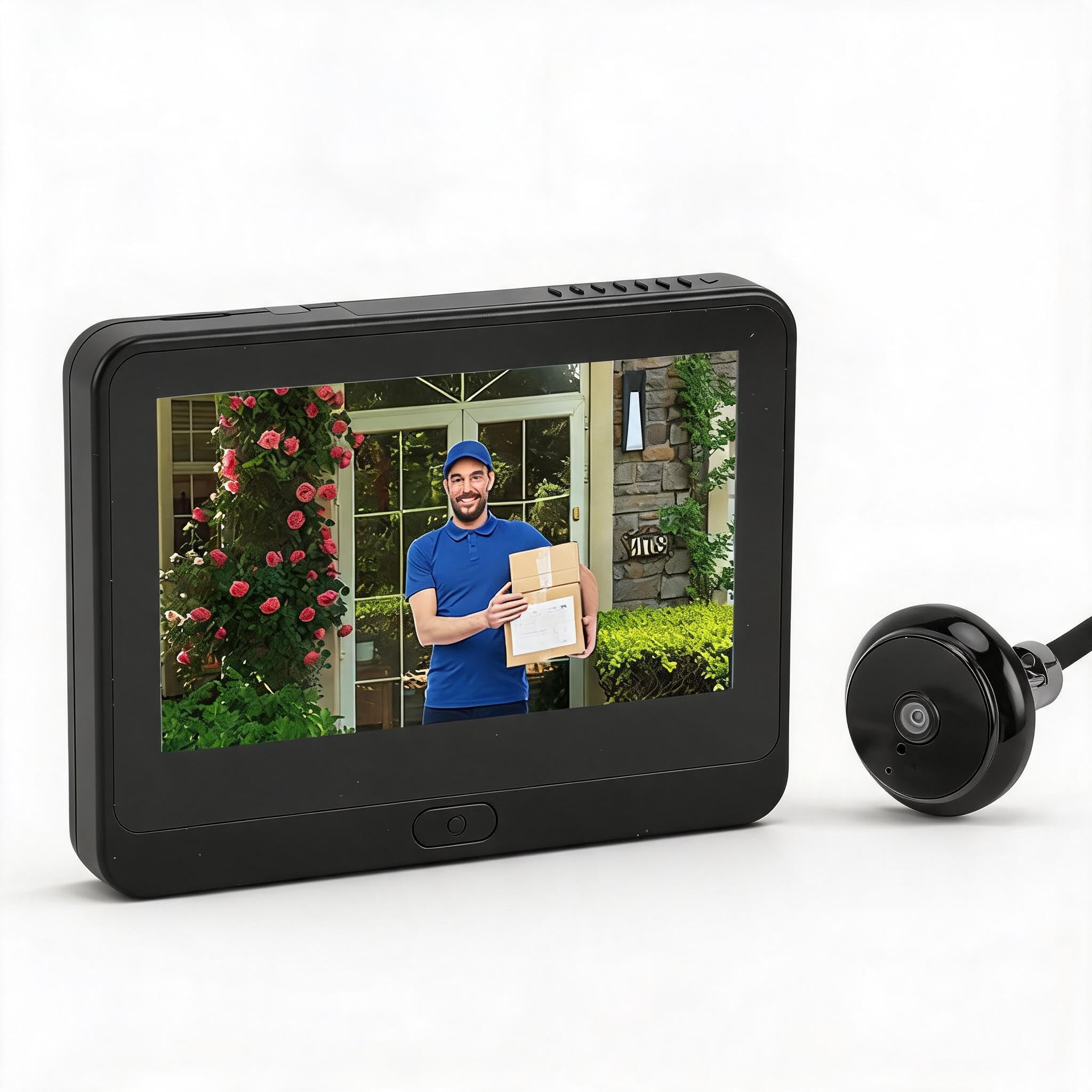 Annadue Telecamera Spioncino 1080P, Spioncino Digitale con Schermo Colori 4,3 Pollici, Rilevamento Umano PIR, Registrazione Ad Alta Definizione, Cambio Vocale, per Monitoraggio