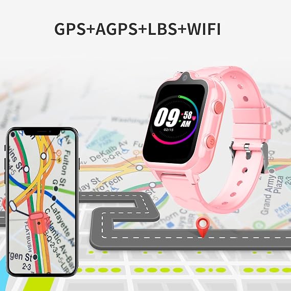 Smart Watch for Kids, 4G Kids GPS Watch with WiFi, SMS, Call, Voice Video Chat, Bluetooth, Audio Recording, Alarm, Pedometer,Birthday Gifts for 4-16 Students.