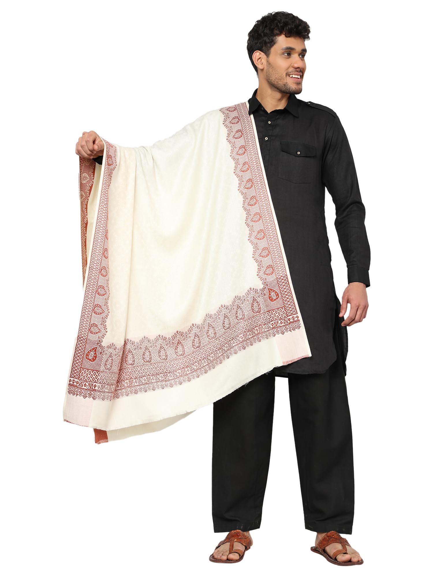 Men's Woolen Lohi/Shawl (MS-991, Cream), 112cm x 225cm-image-16