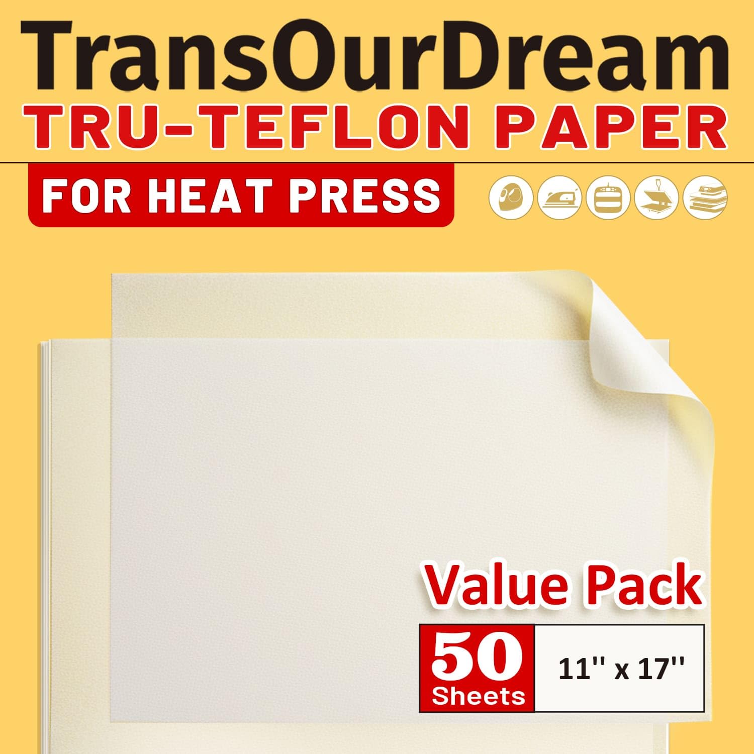 TransOurDream 50 Sheets Teflon Paper for Heat Press 11×17"