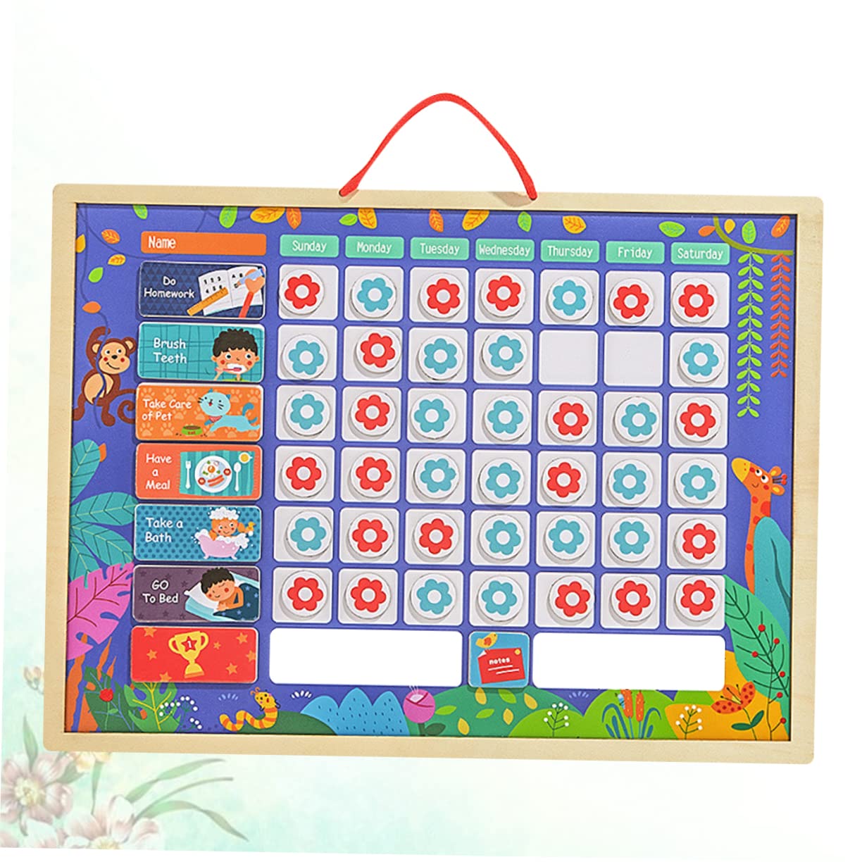 VILLCASE Tabla de Recompensas para Niños, Tablero Reutilizable de Madera
