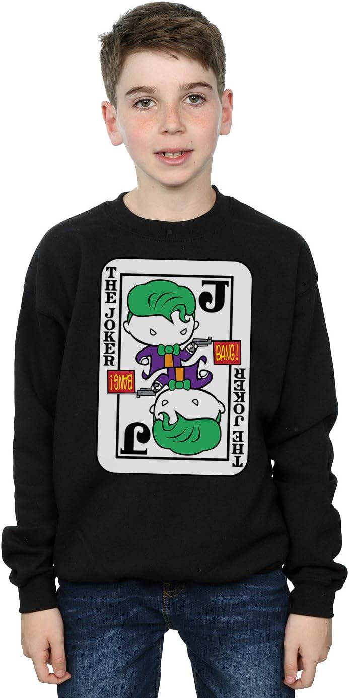 DC Comics Boys Chibi Joker Playing Card Sweatshirt 7-8 Years Black