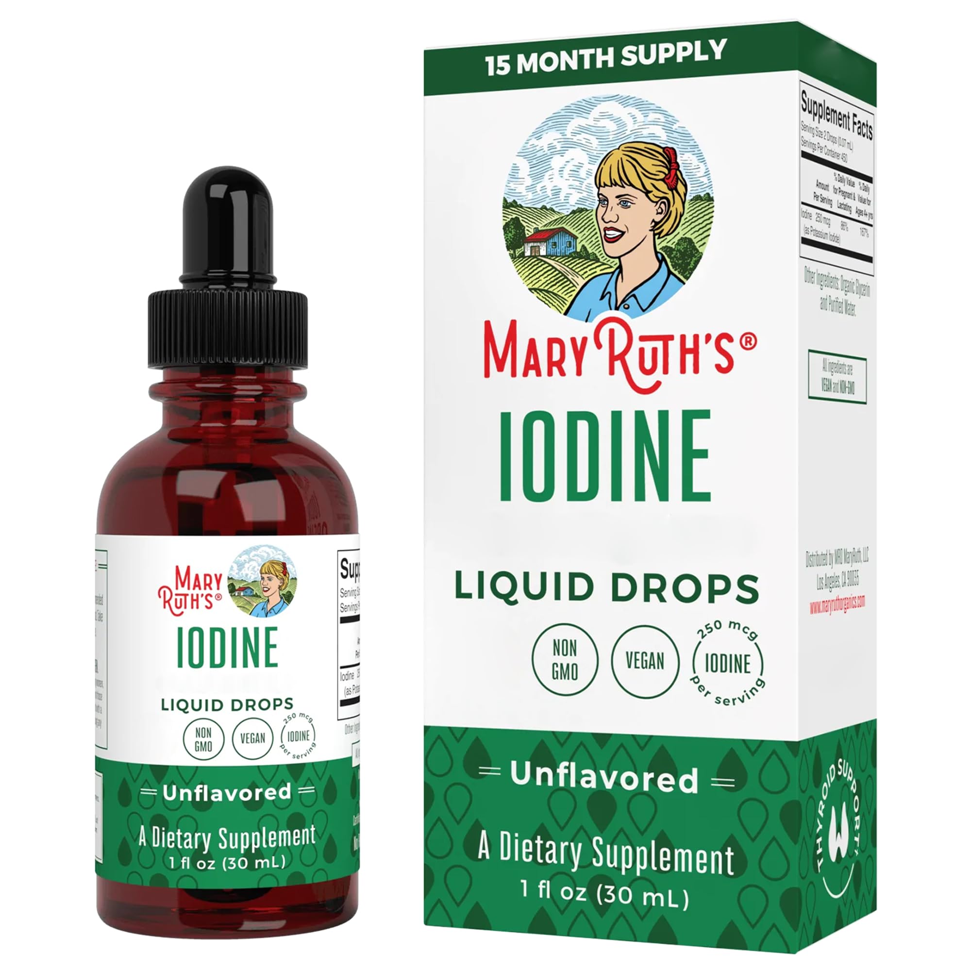 MaryRuth Organics, Iodine Drops, Jod-Tropfen, Nahrungsergänzungsmittel, 30ml, Vegan, Glutenfrei