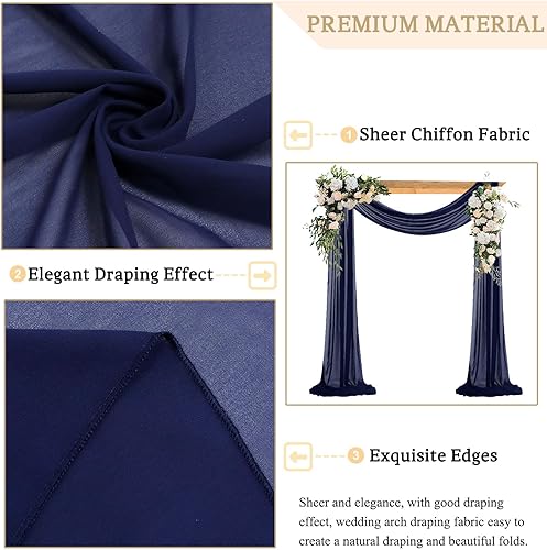 Miniatura 4 de 1 panel de tela de gasa de 29 x 20 pies, color azul marino, cortinas transparentes para telón de fondo, para arco de boda, arcos de boda para