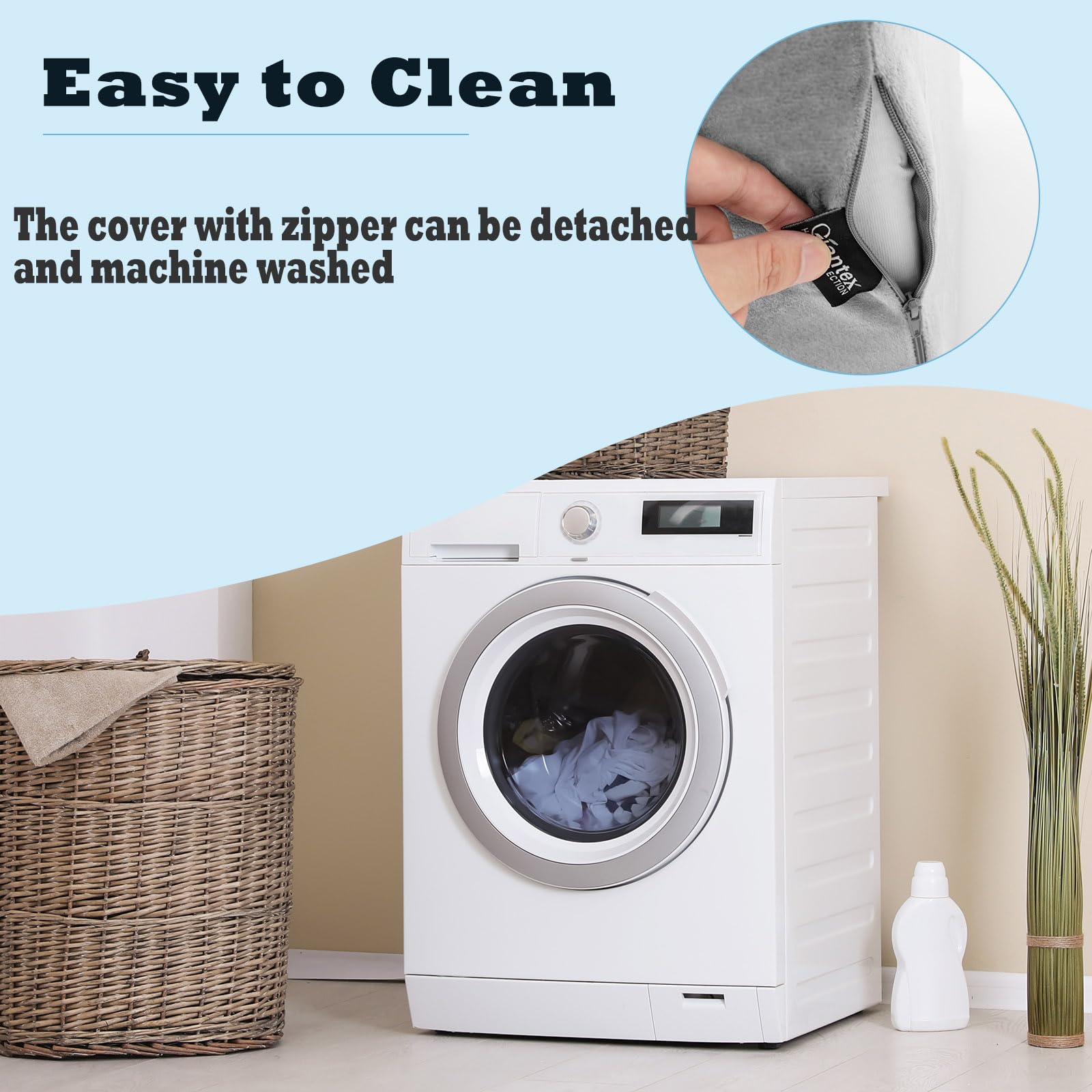LIFEZEAL Almohada de Lectura, Cojín cuña ergonómico para Cama y sofá, Cojín de Lectura Suave con asa, Cojín de Espalda Ideal para Jugar y Ver la TV, Respaldo ortopédico con Funda Lavable