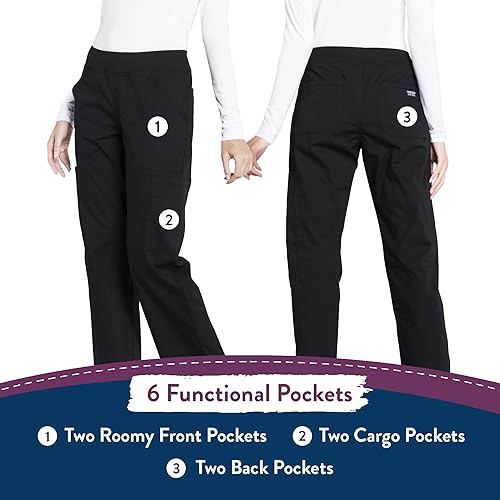 Miniatura 6 de Pantalones quirúrgicos Workwear Professionals para mujer, pantalón cargo sin cierre, elástico suave, WW170