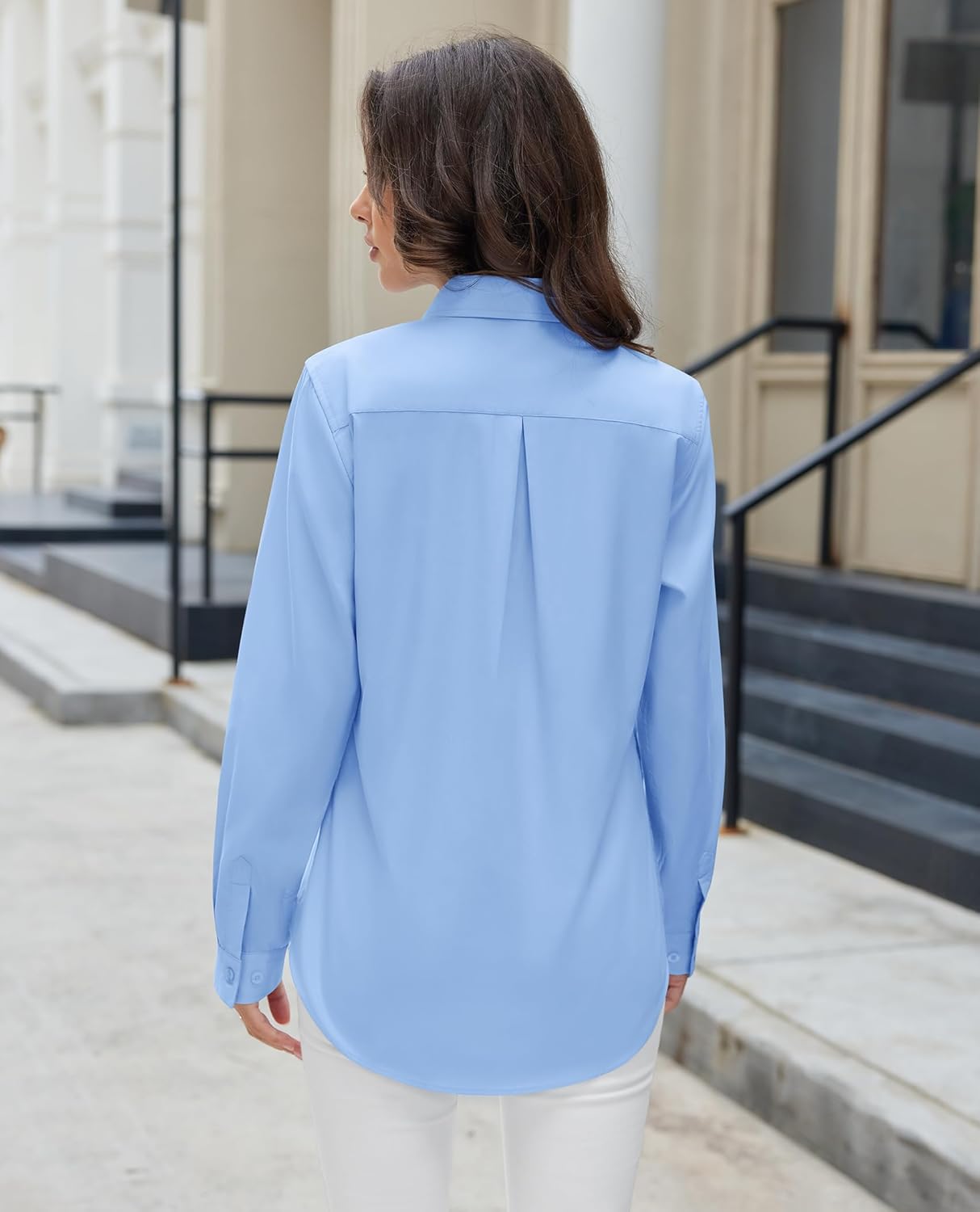 siliteelon Button Down Shirts for Women Dress Shirt Cotton Long Sleeve Collared Shirt Business Work Office Blouse Top - Image 2