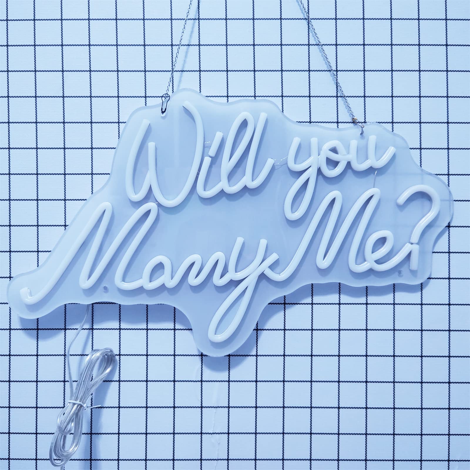 Insegna Al Neon Personalizzata 'Will You Marry Me' - Luce LED 58 Cm Bianca Con Catena, Decorazione Per Fidanzamento E Matrimonio - 3