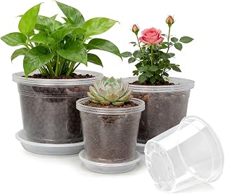 7/8/10 Inch Large Clear Nursery Pots with Drainage Holes. | Thick Reusable Plastic Plant Pots for Indoor Outdoor Plants, Seedlings,Succulents, Transplanting (7/8/10 inch)