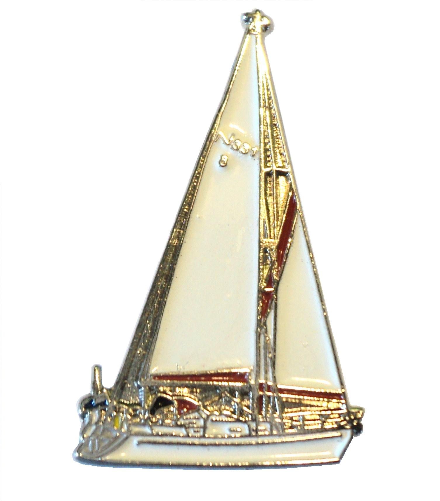 Sailing Ship Yacht Metal Enamel Badge Lapel Pin or Brooch