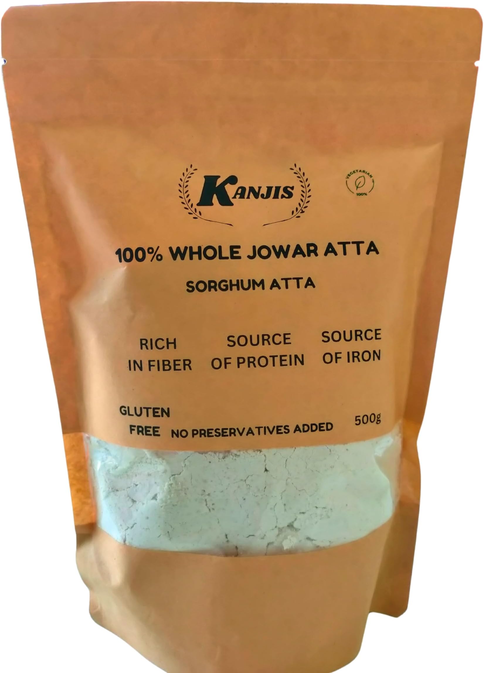 Kanjis Jowar Atta,Javari Millet Atta Gluten-Free Sorghum Flour, Rich in Fibre and Protein, 500g, Pack of 1 * 500g