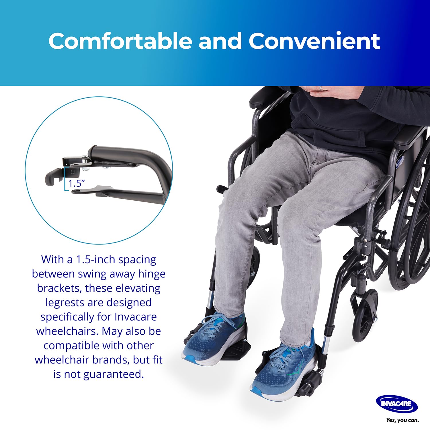 Invacare Pie Descansa Para Tracer Y 9000 Sillas De Ruedas Aluminio Sp, Reposapiés Hemi Alumn@s, 1 Pack, 2 Cada Uno
