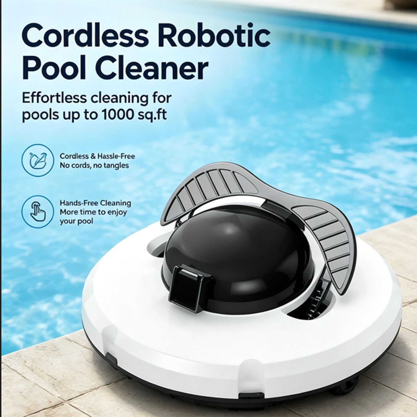 Detergente Per Piscine Robotico Cordless, Aspirapolvere Automatico Per Piscina Da 120 Minuti, Pulizia Del Pavimento A 360 Gradi Con Parcheggio Automatico