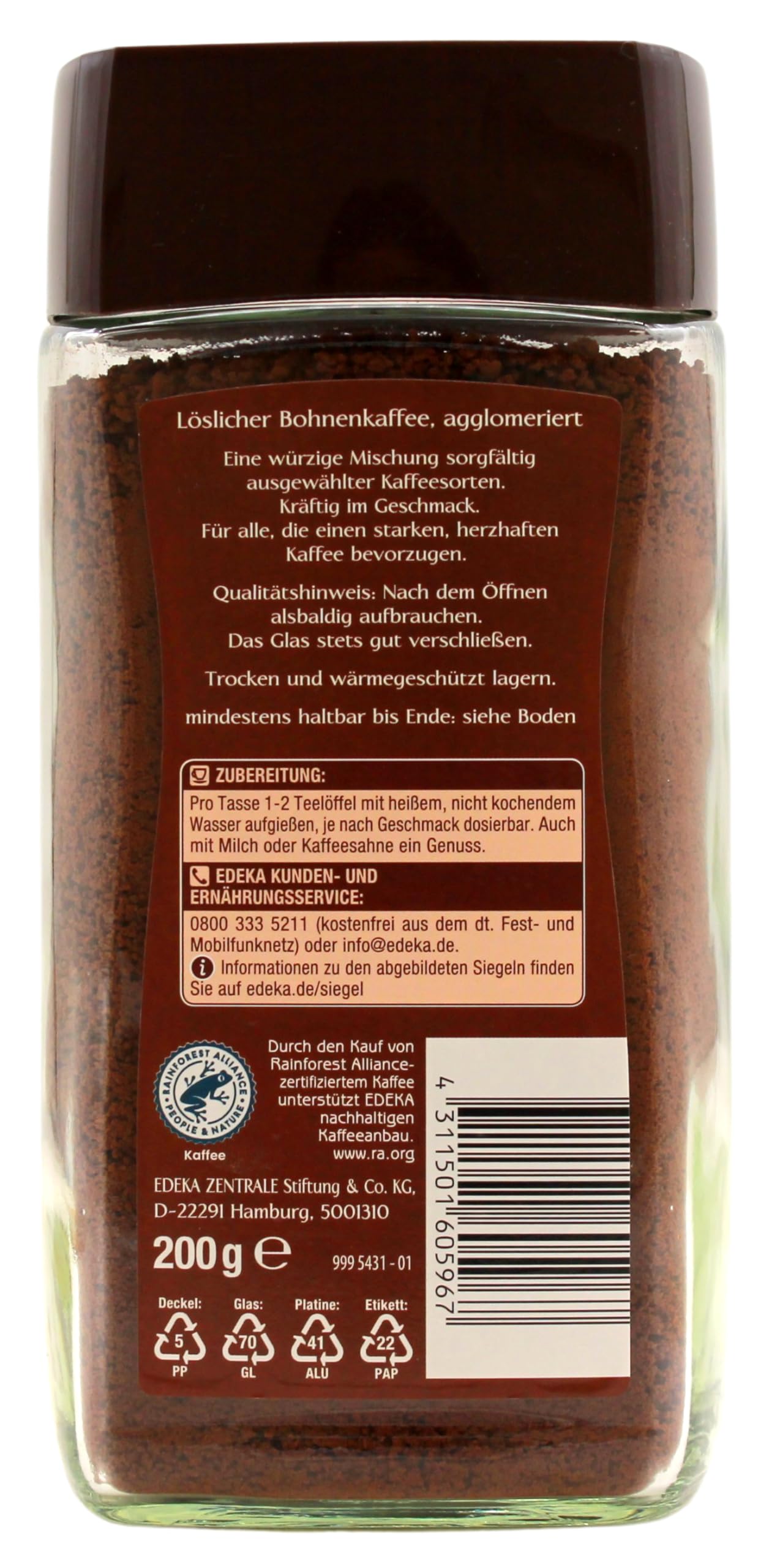EDEKA Gut & Günstig Instand Kaffee kräftig, 6er Pack (6 x 200g)