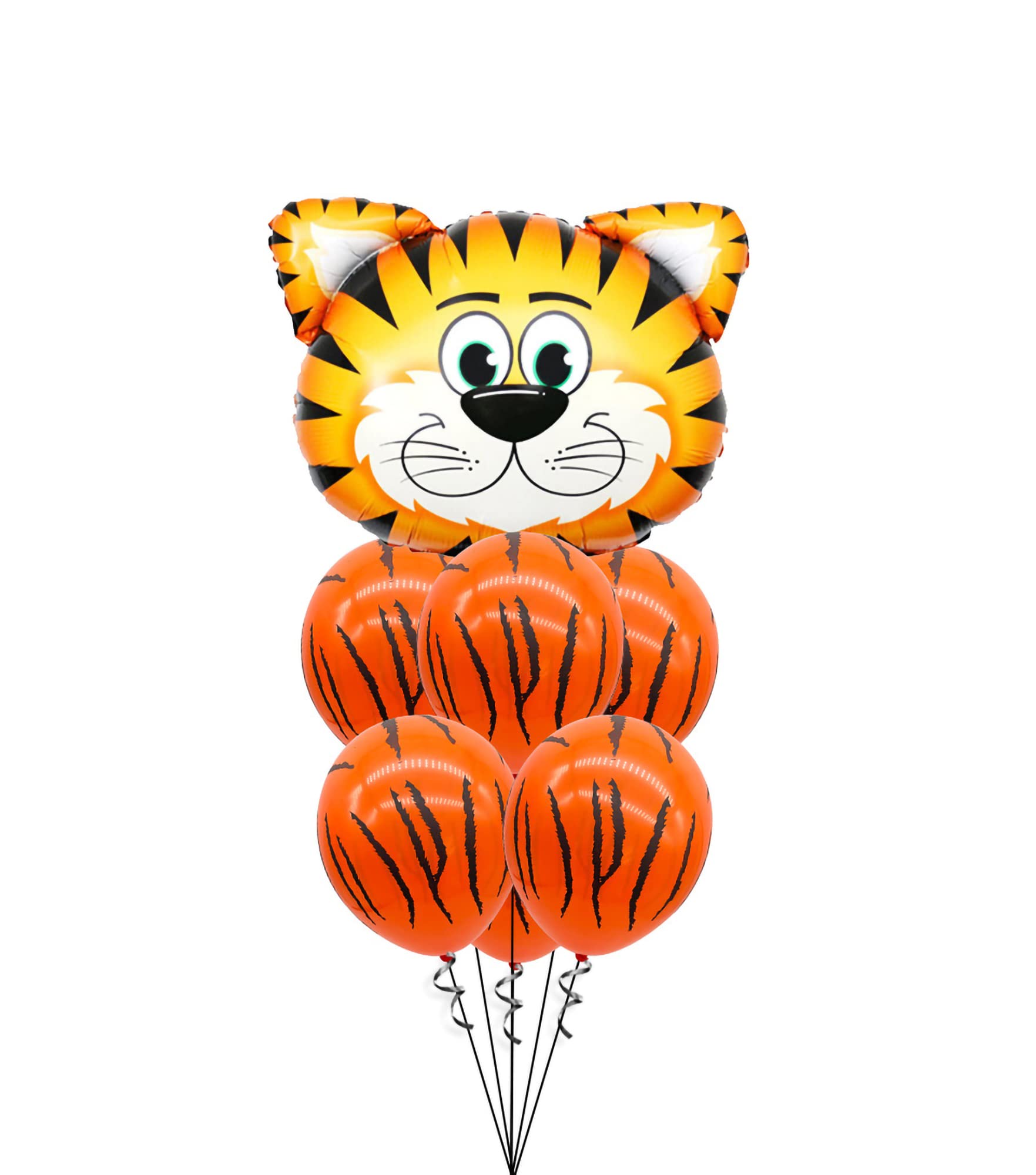 PARTY TIME - 7 Pieces Tiger Jungle Safari Animal Pattern Latex and Foil Balloons Set for Zoo Safari Themed Birthday Party Decorations Baby Shower Supplies