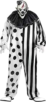Amazon.co.jp: ハロウィン 恐怖 ピエロ 仮装 コスチューム 白黒