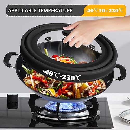 Miniatura 6 de Cubierta plegable para salpicaduras de microondas, tapa de silicona ventilada y vidrio con mango de fácil agarre, se adapta a platos y cuencos de 6