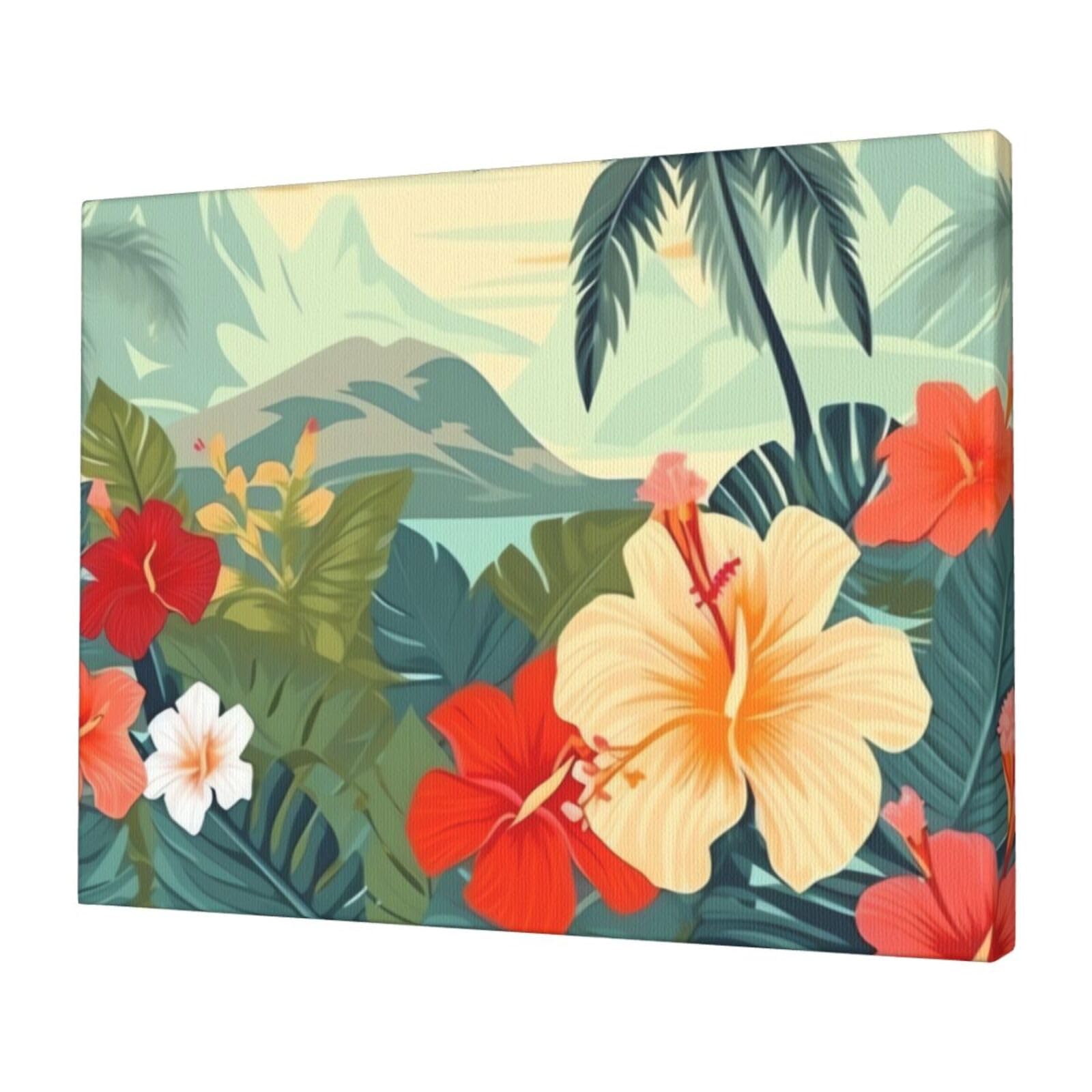 KLOPH summer hawaiian Canvas Wall Art for Living Room 12"x16" Modern Artwork Painting for Bathroom Hanging Canvas Prints Aesthetic Wallart for Bedroom Kitchen Office Wall Decor