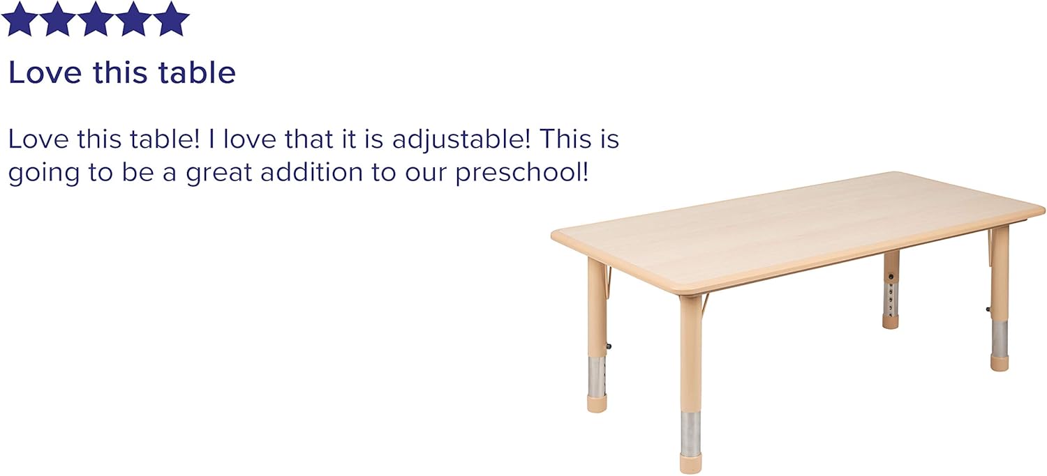 Weekly Top Sale EMMA + OLIVER 23.625W x 47.25L Natural Plastic Adjustable Activity Table-School Table for 6 Buy 1 get 1 🔥 EMMA + OLIVER 23.625W x 47.25L Natural Plastic Adjustable Activity Table-School Table for 6