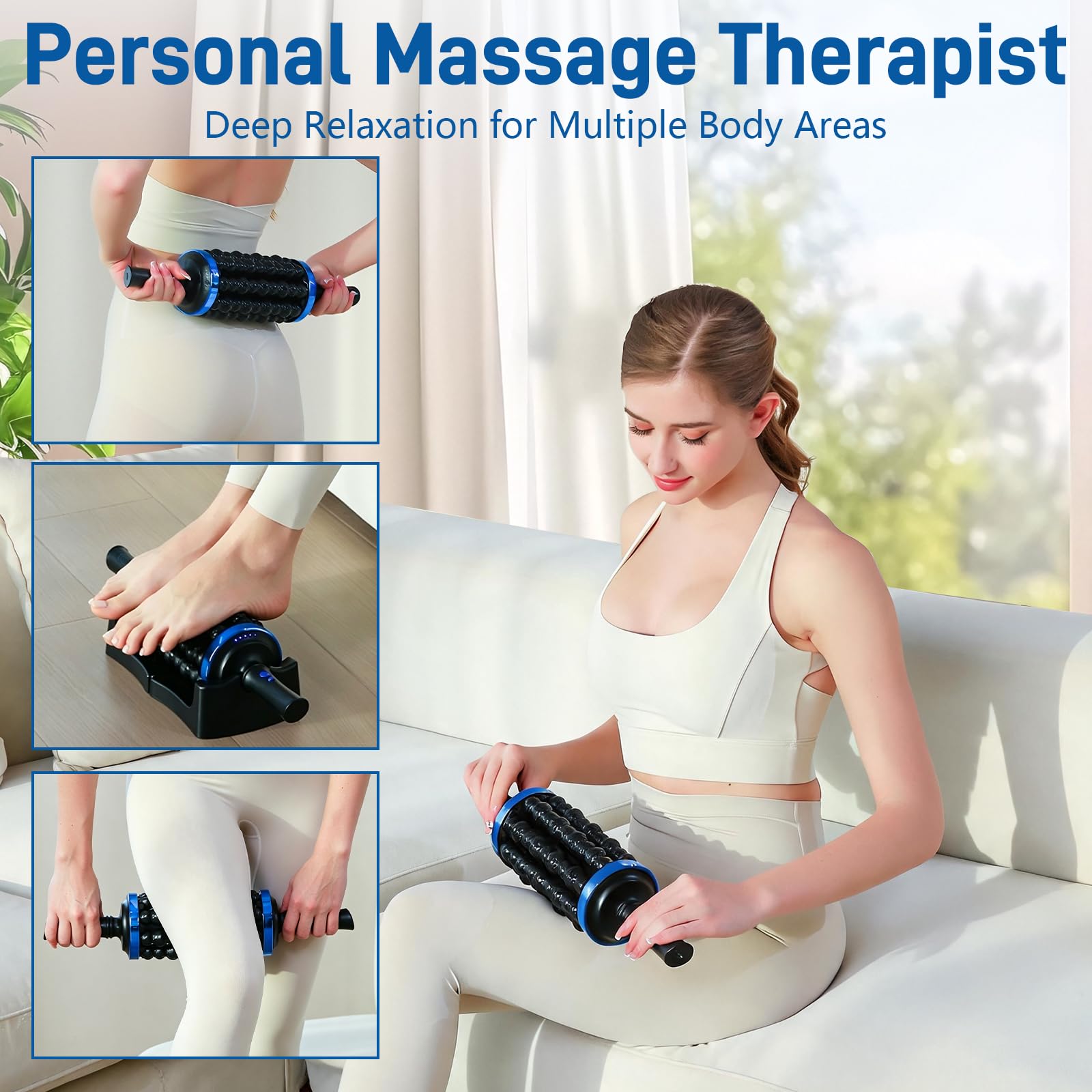 Massaggiatore Elettrico, Rullo Fasciale Elettrico con 5 Velocità Versatile Rullo Massaggiante Ricaricabile Massaggiatore Massaggio Muscolare per Gli Appassionati di Fitness